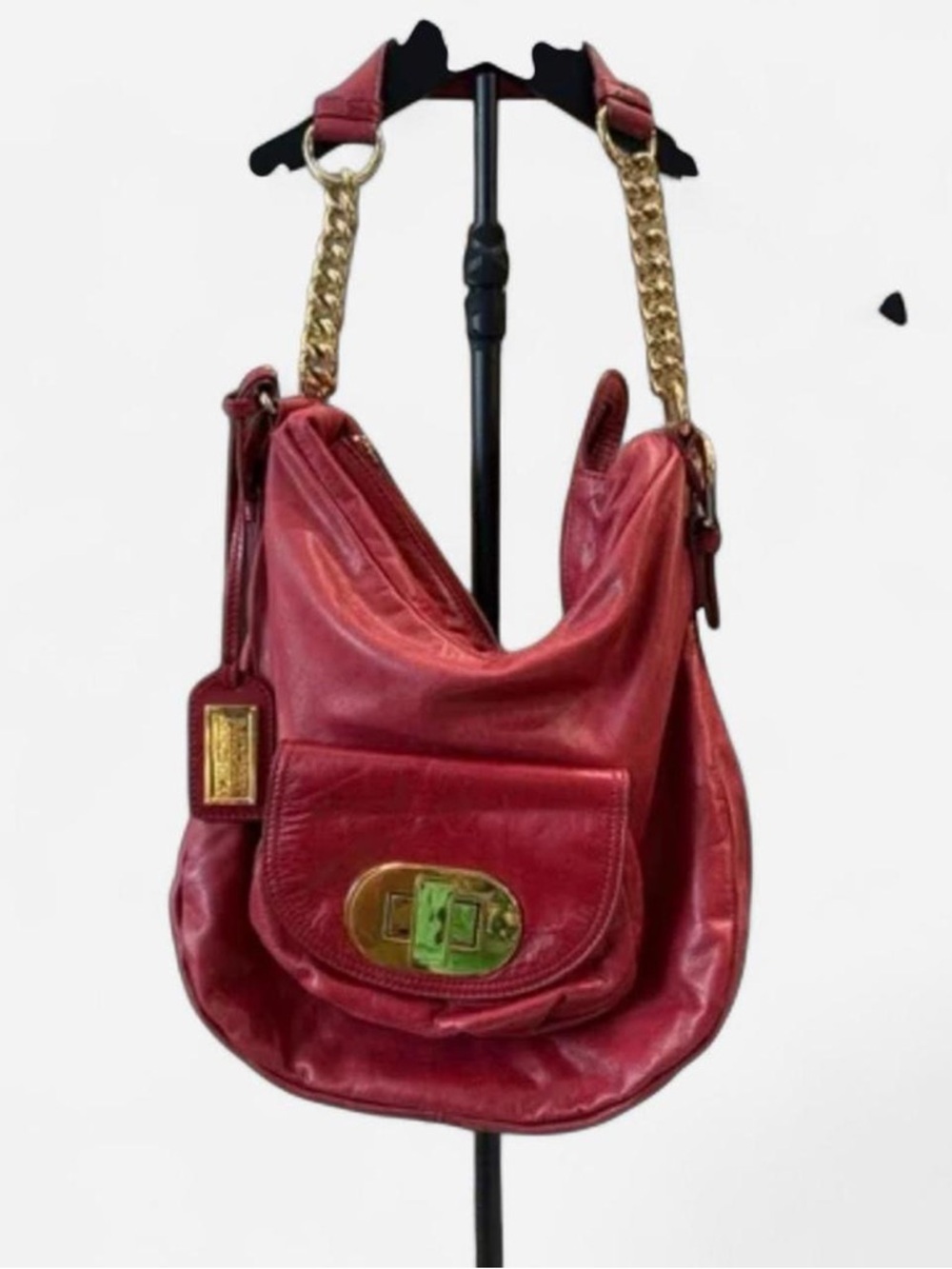NWT Badgley Mischka Connie Leather Hobo Burgundy Bag